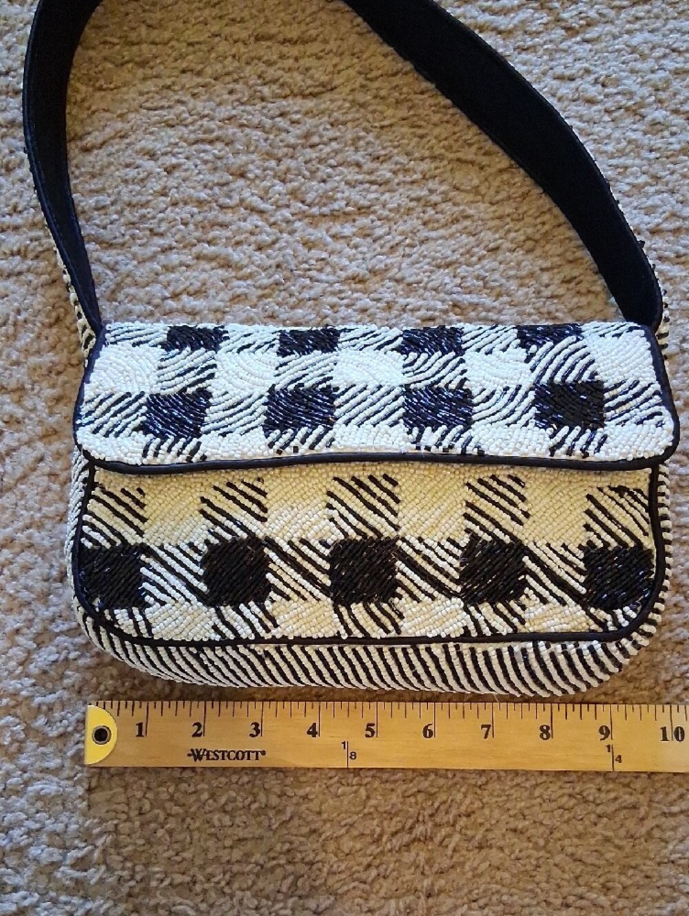 Tiktok Viral Beaded Black & White Check Shoulder Bag - Picture 10 of 15